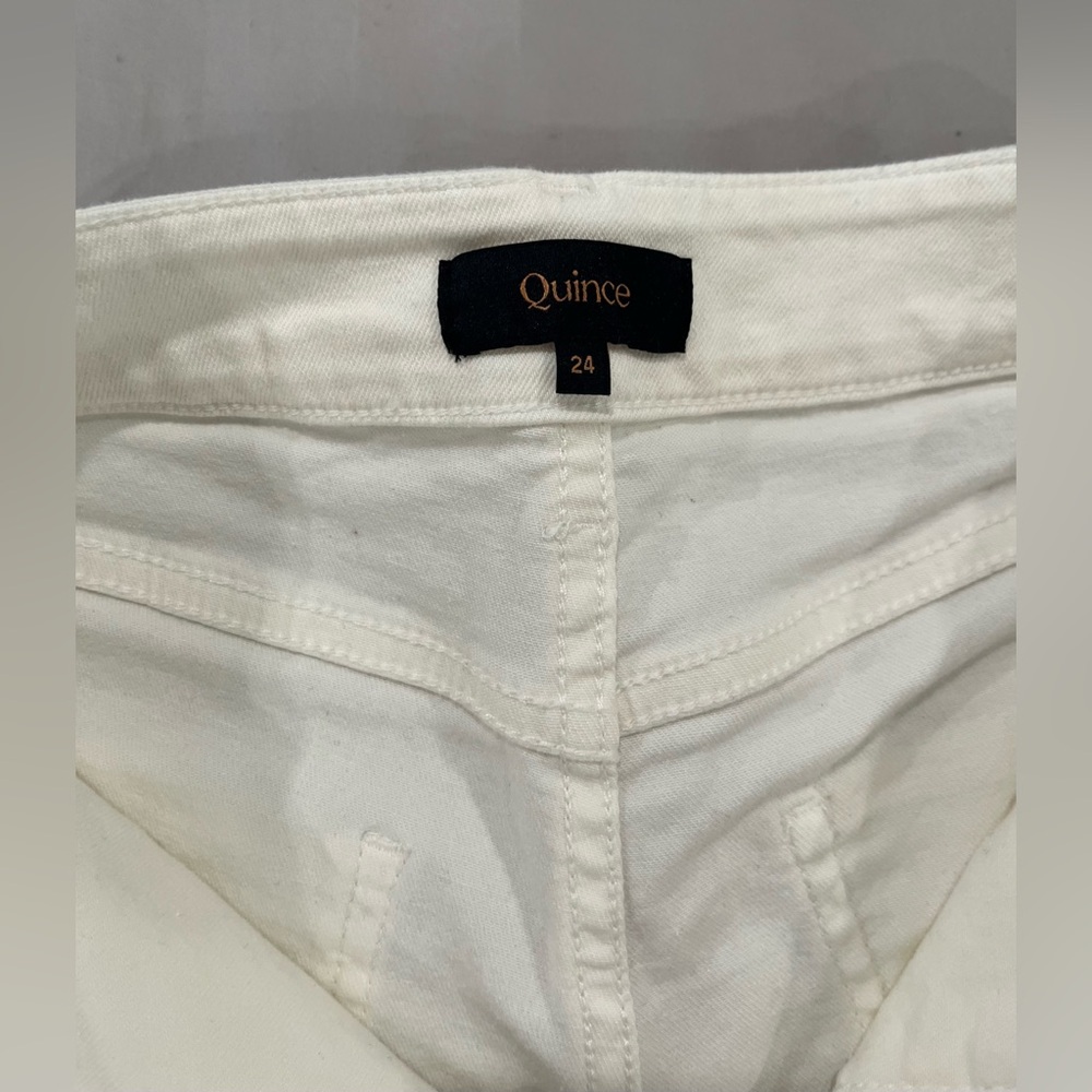 like new quince bella stretch patch pocket wide leg jeans white sz 24 x 28 - Picture 3 of 15
